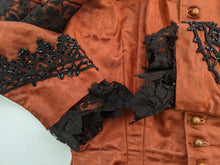 Load image into Gallery viewer, 1880s Orange and Black Silk Gown