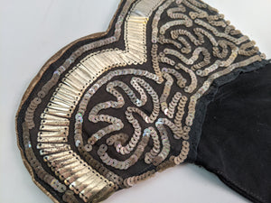1920s-30s Black Sequined Gloves | XS