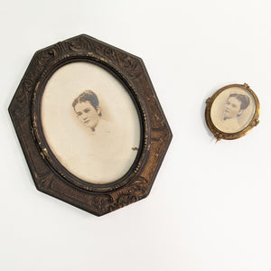 Victorian Brooch + Matching Framed Photo of Woman