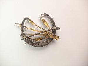 1910s Sterling Silver Crescent Moon + Reeds Brooch