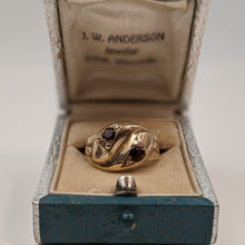 Load image into Gallery viewer, 9k Gold Garnet Snake Ring