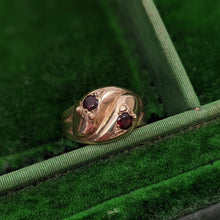 Load image into Gallery viewer, 9k Gold Garnet Snake Ring