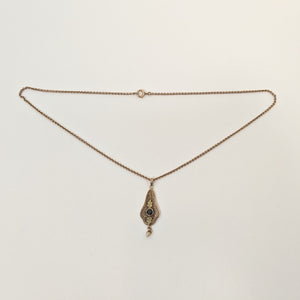 Art Nouveau Rose Gold Pearl Drop Necklace