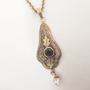 Art Nouveau Rose Gold Pearl Drop Necklace