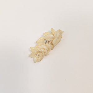 Carved Bone Victorian Rose Brooch