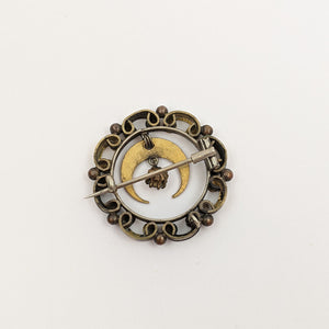1890s Crescent Moon Brooch | Gold + Silver
