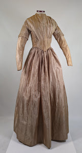 1840s Champagne Silk Gown