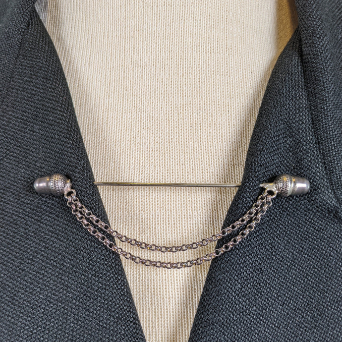 1890s-1900s Acorn Cloak / Collar Pin