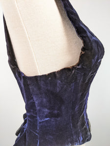 1880s Velvet Bodice or Waistcoat