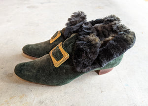 1890s-1900s Green Slippers