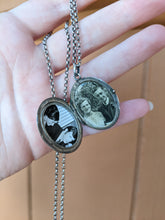 Load image into Gallery viewer, 19th C Niello Star Locket | Sterling Silver Rolo Chain