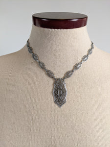 Art Deco Rhodium Plated Necklace
