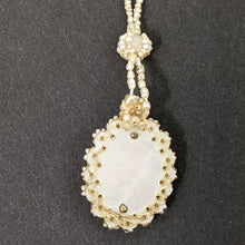 Load image into Gallery viewer, 19th C. Seed Pearl Angel Skin Coral Cameo Necklace