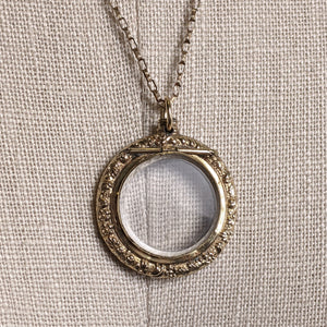 19th C Glass Locket Necklace