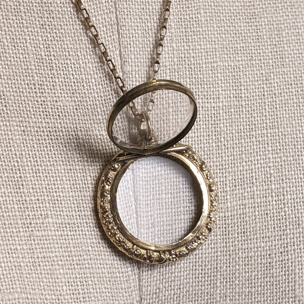 19th C Glass Locket Necklace