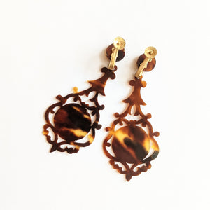 1900s Faux Tortoise Shell Celluloid Earrings