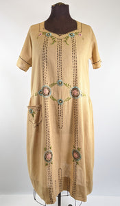 1920s Embroidered Handmade Dress | Sz L