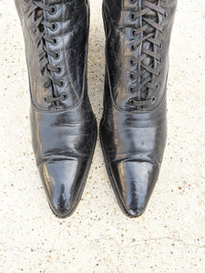 1910s-1920s Black Lace Up Boots | Approx Sz 7.5-8