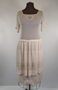 1920s Silk Chiffon Dress | Sz L