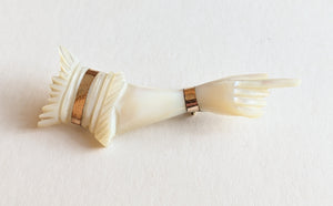 19th C. Mother of Pearl Hand Brooch