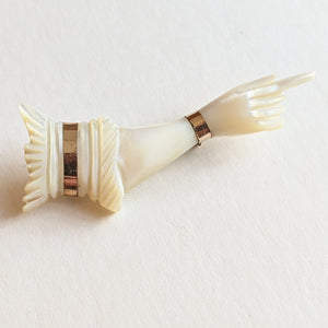 19th C. Mother of Pearl Hand Brooch