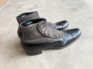 1910s Side Button Grey + Black Shoes | Sz 8 Men's