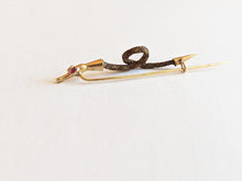 Load image into Gallery viewer, 19th c. Gold Snake Hair Brooch