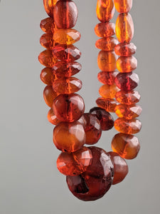 19th C. Double Strand Amber Choker Necklace