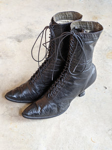 1910s-1920s Black Lace Up Boots | Approx Sz 5-6