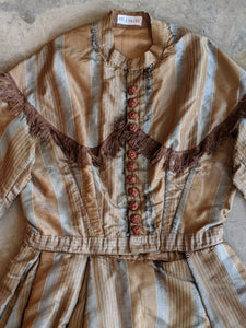 1860s Earth Tones Silk Gown
