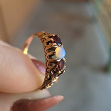 Load image into Gallery viewer, 1890s-1900s Garnet + Opal Gold Ring
