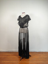 Load image into Gallery viewer, 1930s Black Silk + Lace Dress