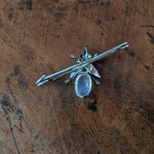 Load image into Gallery viewer, 1900s Silver Fly Moonstone Pin