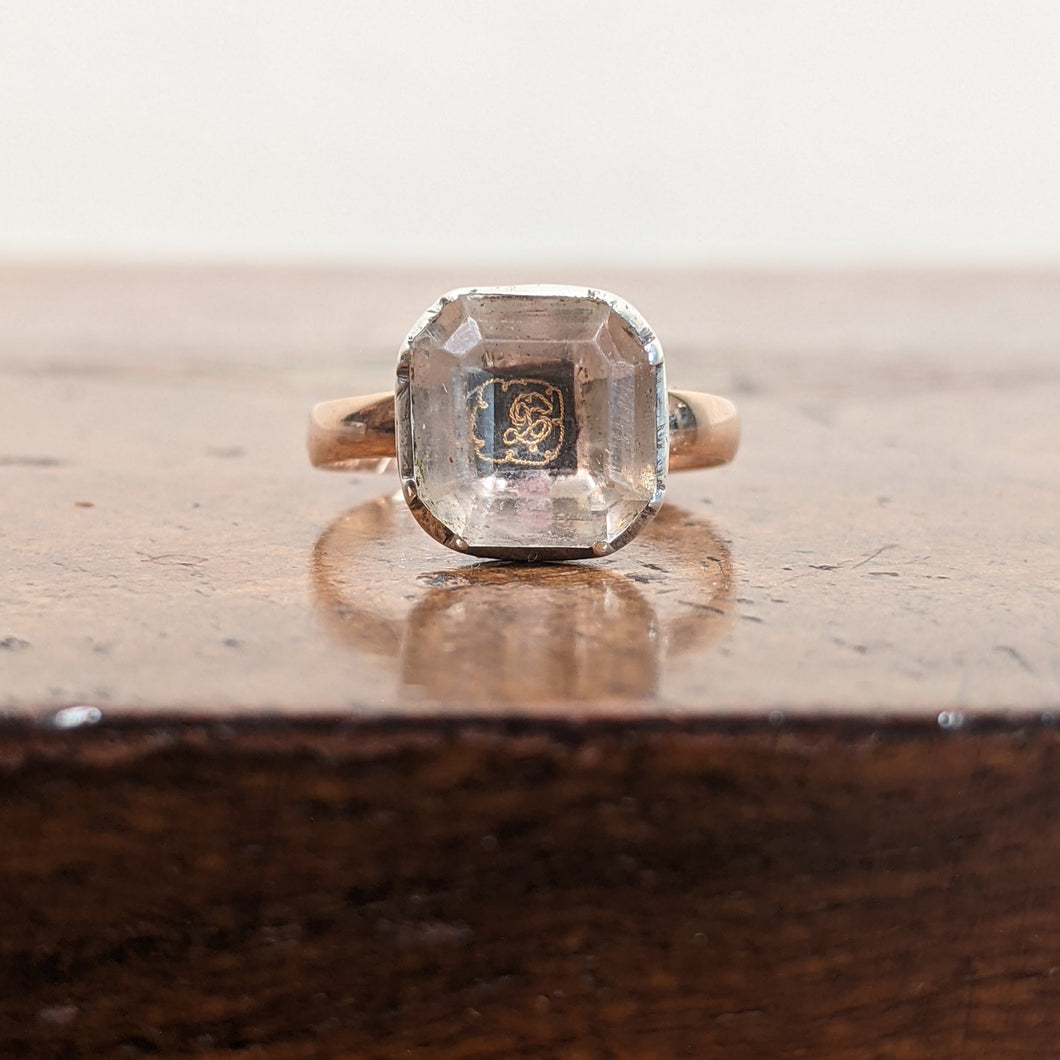18th c Stuart Crystal Ring in Gold and Silver