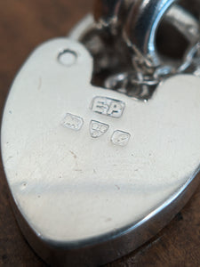 1907 Sterling Silver Curb Bracelet + Heart Lock