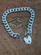 Load image into Gallery viewer, 1907 Sterling Silver Curb Bracelet + Heart Lock