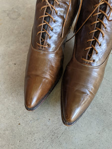 1910s-1920s Brown Louis Heel Boots | Sz 7.5-8