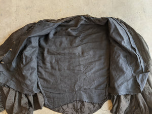 1900s Black Silk Bishop Sleeve Wrap Blouse