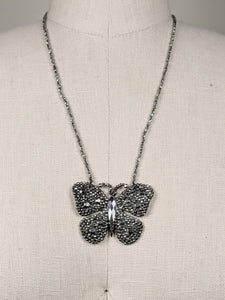 19th c. Cut Steel Butterfly Necklace