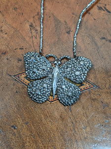 19th c. Cut Steel Butterfly Necklace