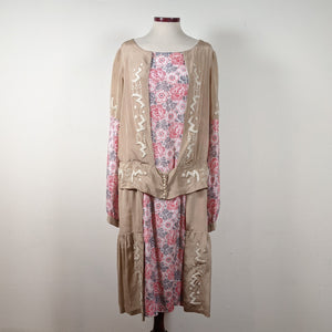 1920s Silk Floral Dress
