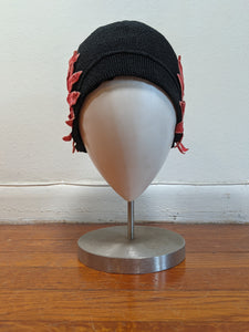 1920s Black + Pink Cloche Hat