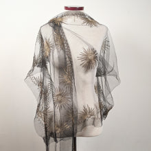 Load image into Gallery viewer, 1920s Black + Gold Metallic Embroidered Sun Shawl