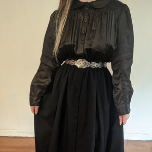 1910s Black Silk + Wool Dress