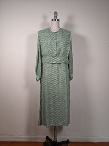 1930s Rayon Spiderweb Novelty Print Dress
