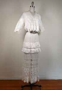 1910s Flower Motif Lingerie Dress