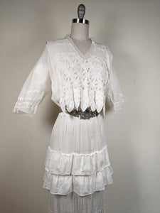 1910s Flower Motif Lingerie Dress