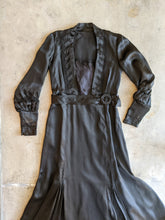 Load image into Gallery viewer, 1930s Inky Black Silk Dress | XS-S