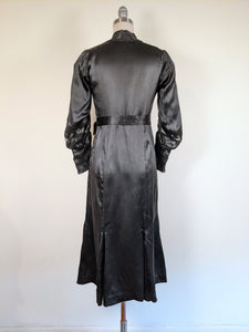 1930s Inky Black Silk Dress | XS-S