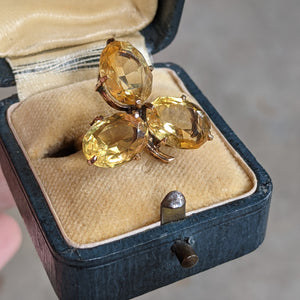 19th C. 10k Gold + Citrine Shamrock Ring